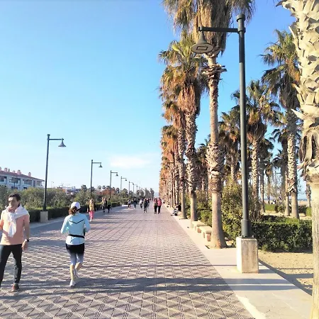 Estudio En Malvarrosa A Metros De La Playa, Con Terraza Y Zonas Comun Apartment
